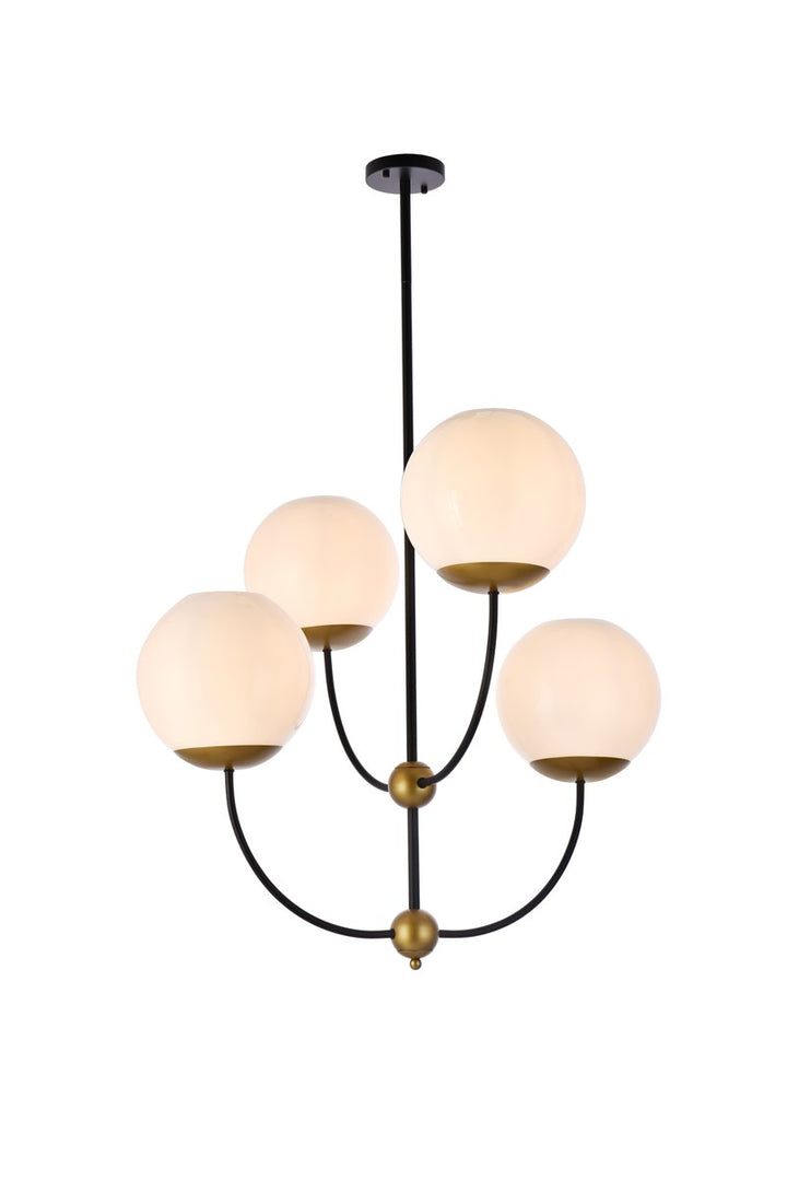 Elegant Lennon LD653D30BRK Chandelier Light - Black And Brass And White