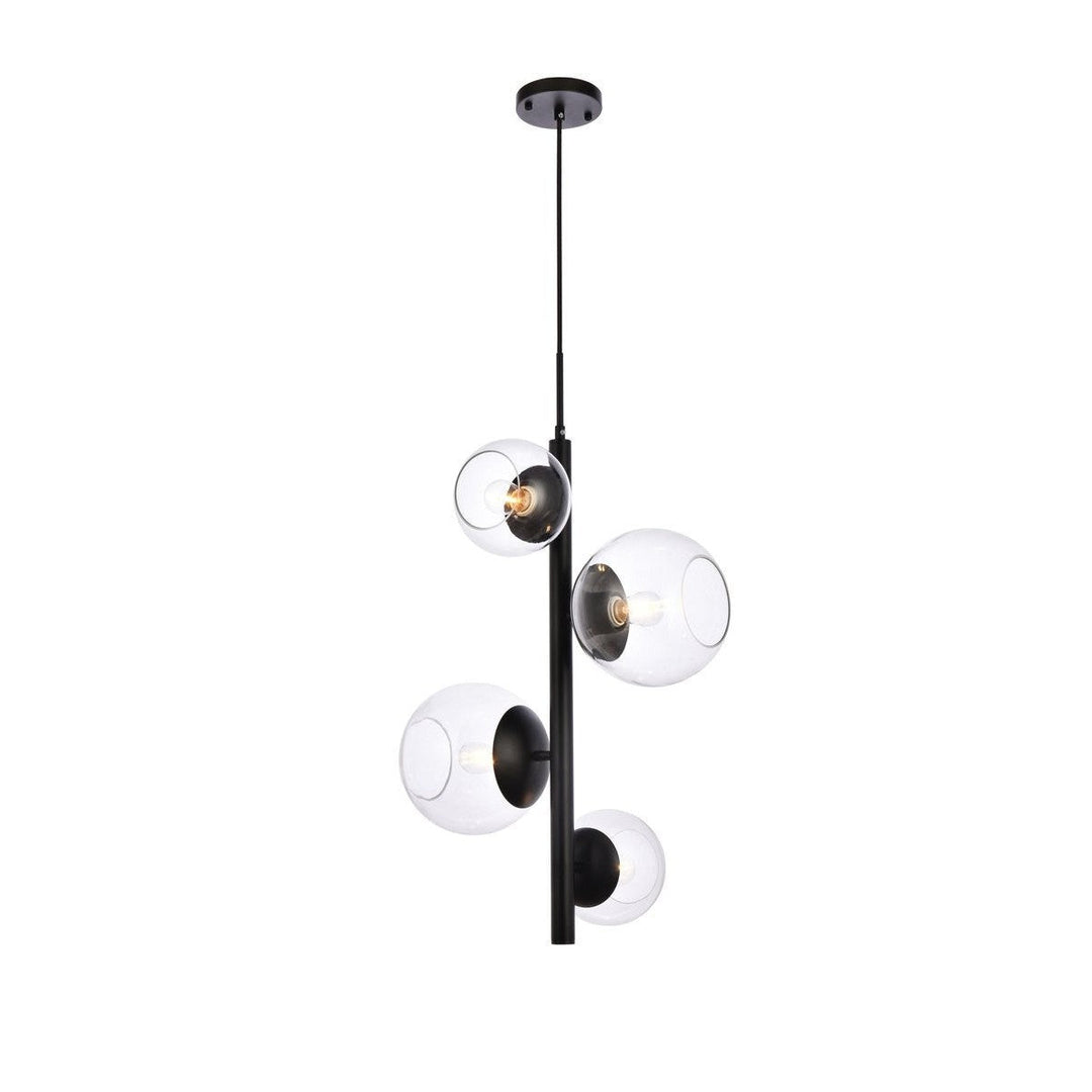 Elegant Wells LD654D18BK Pendant Light - Black And Clear