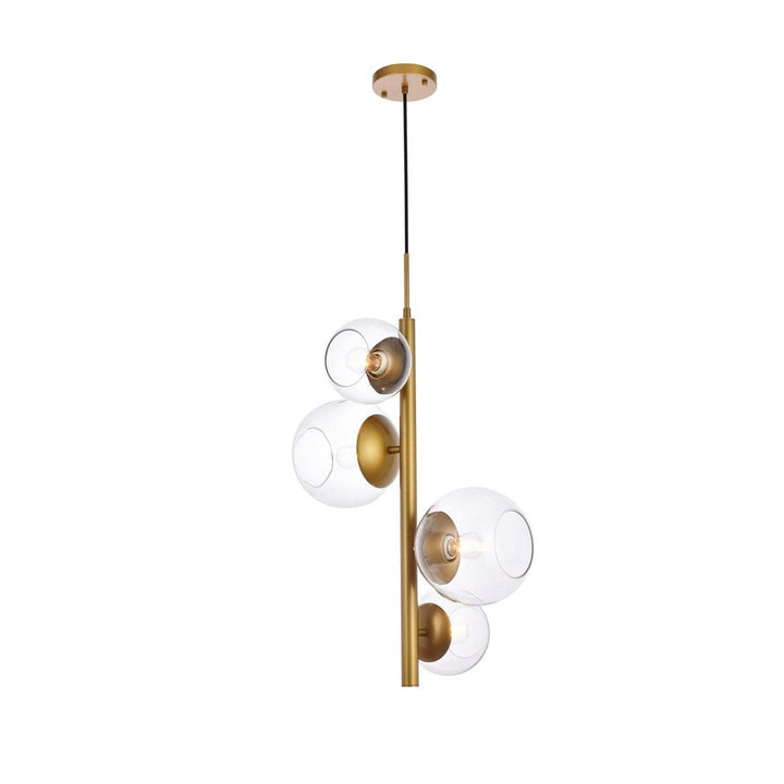 Elegant Wells LD654D18BR Pendant Light - Brass And Clear