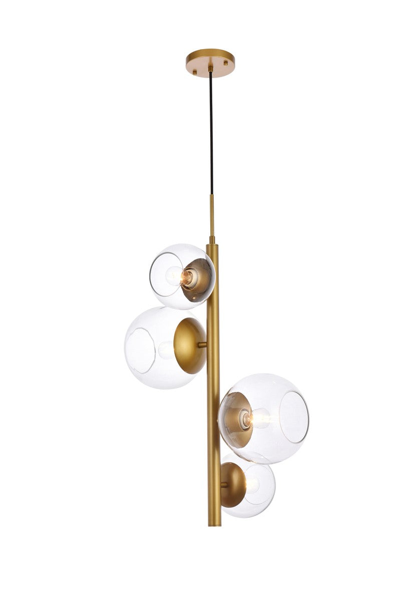 Elegant Wells LD654D18BR Pendant Light - Brass And Clear