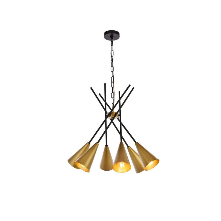 Elegant Casen LD651D32BRK Chandelier Light - Black And Brass