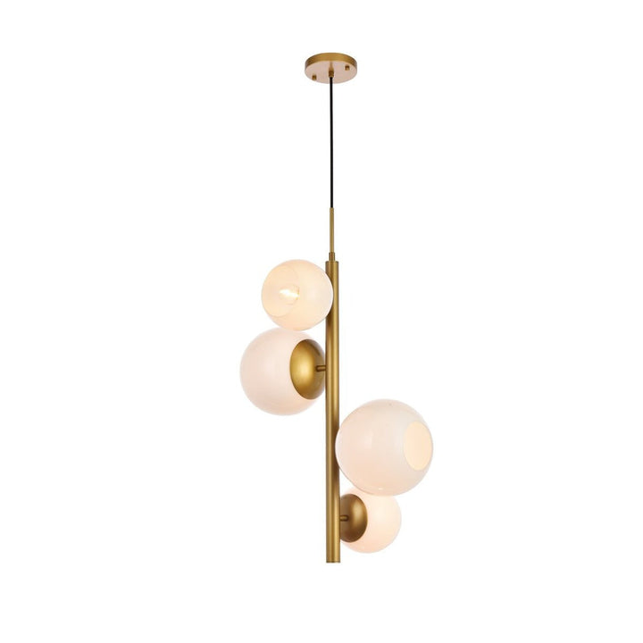 Elegant Wells LD655D18BR Pendant Light - Brass And White