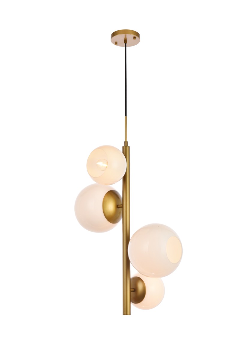 Elegant Wells LD655D18BR Pendant Light - Brass And White