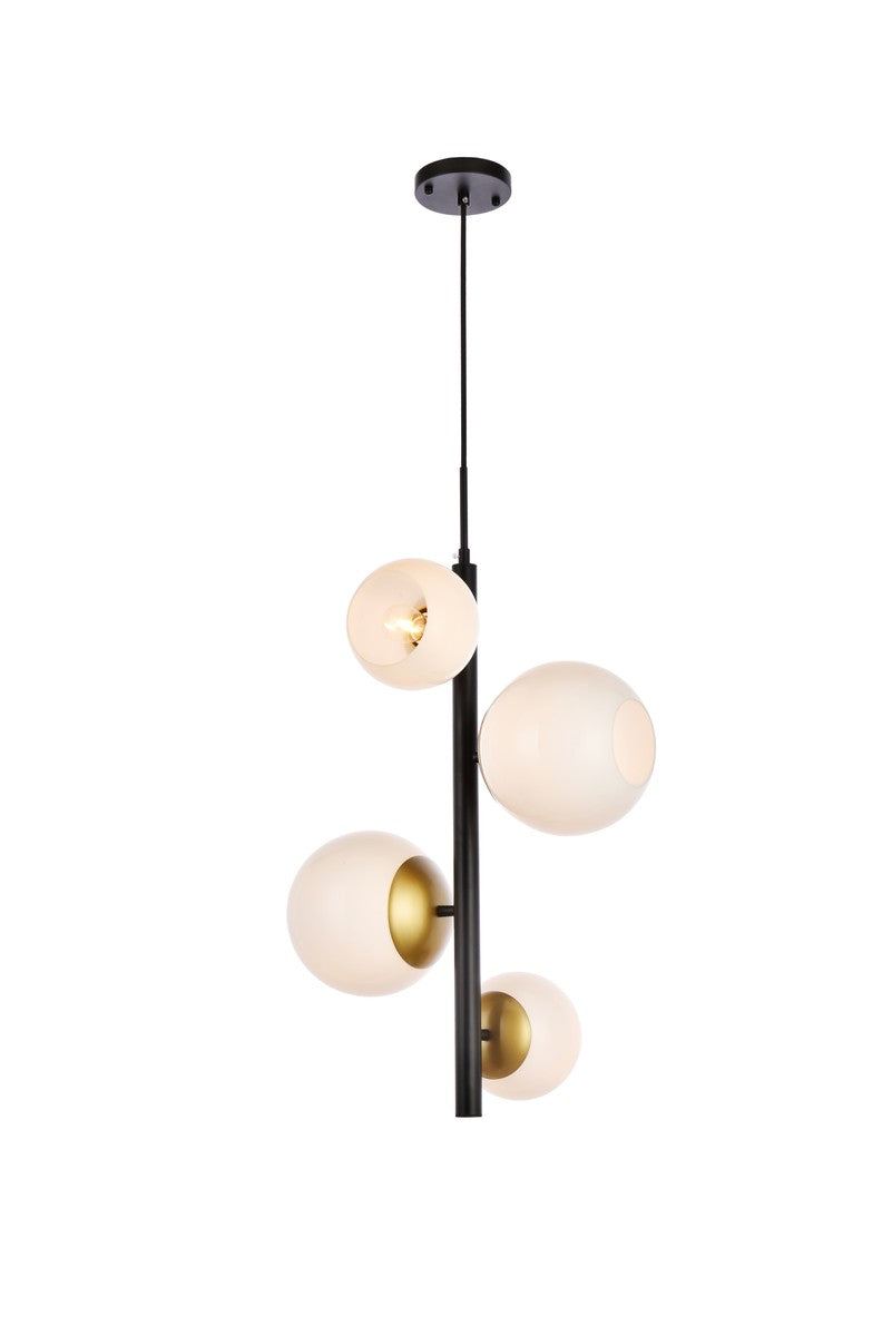 Elegant Wells LD655D18BRK Pendant Light - Black And Brass And White