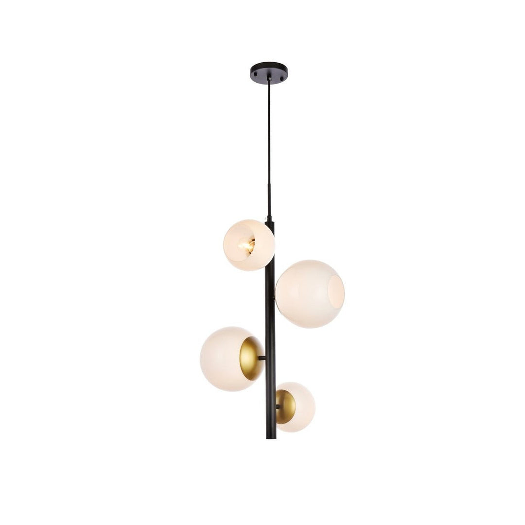 Elegant Wells LD655D18BRK Pendant Light - Black And Brass And White