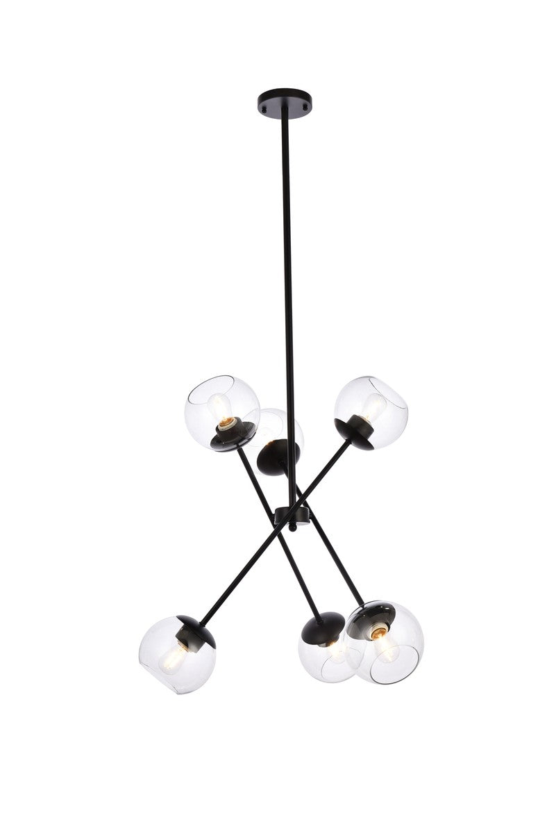 Elegant Axl LD656D24BK Pendant Light - Black And Clear