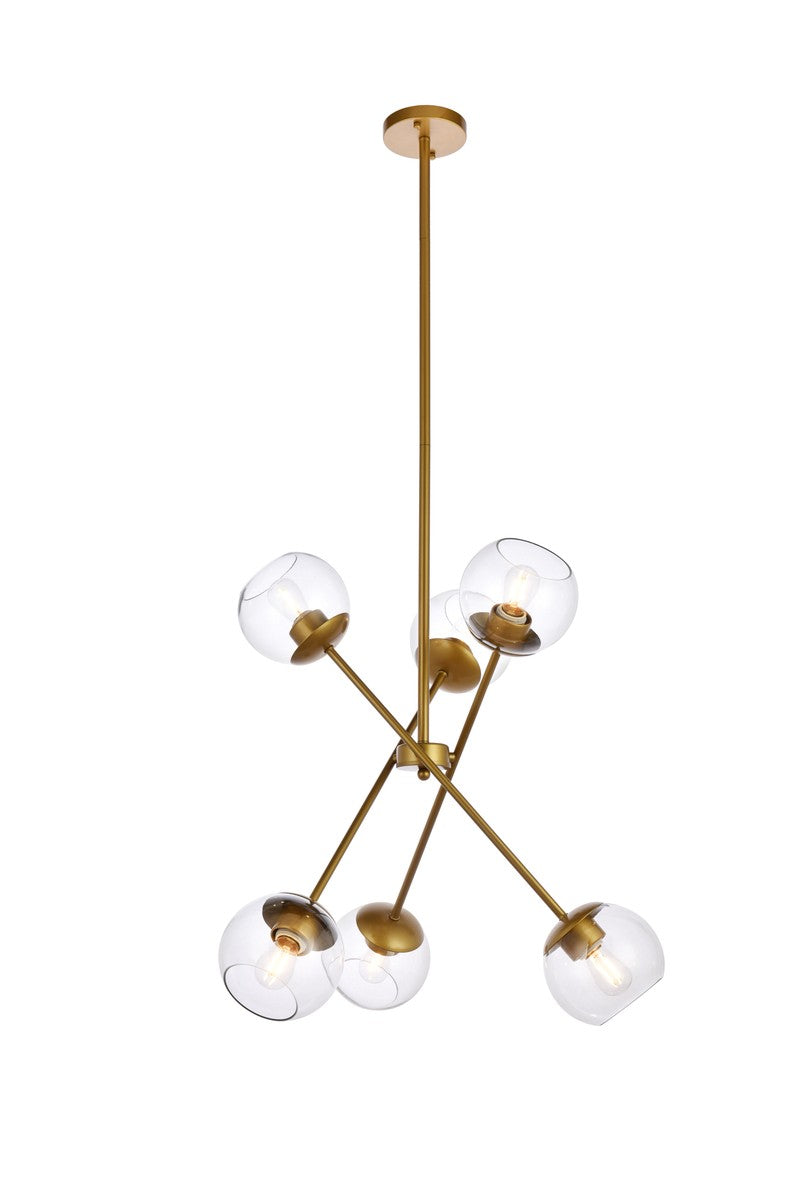 Elegant Axl LD656D24BR Pendant Light - Brass And Clear