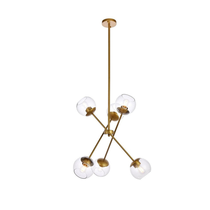 Elegant Axl LD656D24BR Pendant Light - Brass And Clear