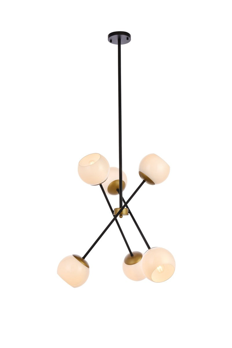 Elegant Axl LD657D24BRK Pendant Light - Black And Brass And White