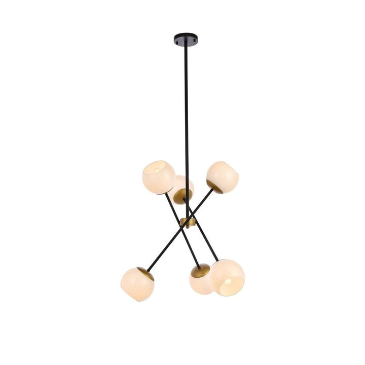 Elegant Axl LD657D24BRK Pendant Light - Black And Brass And White