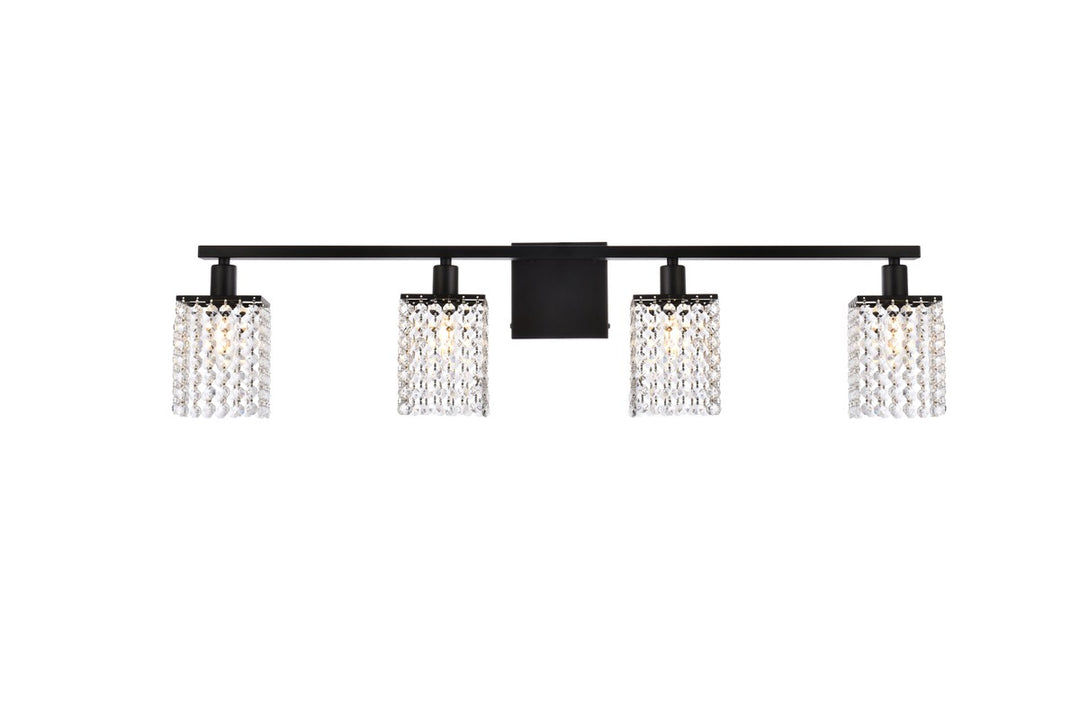 Elegant Phineas LD7012BK Bath Vanity Light 6 in. wide - Black And Clear