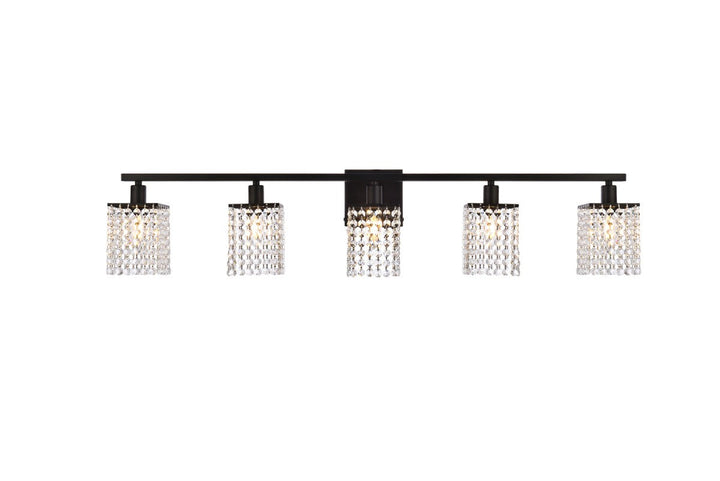 Elegant Phineas LD7014BK Bath Vanity Light 6 in. wide - Black And Clear