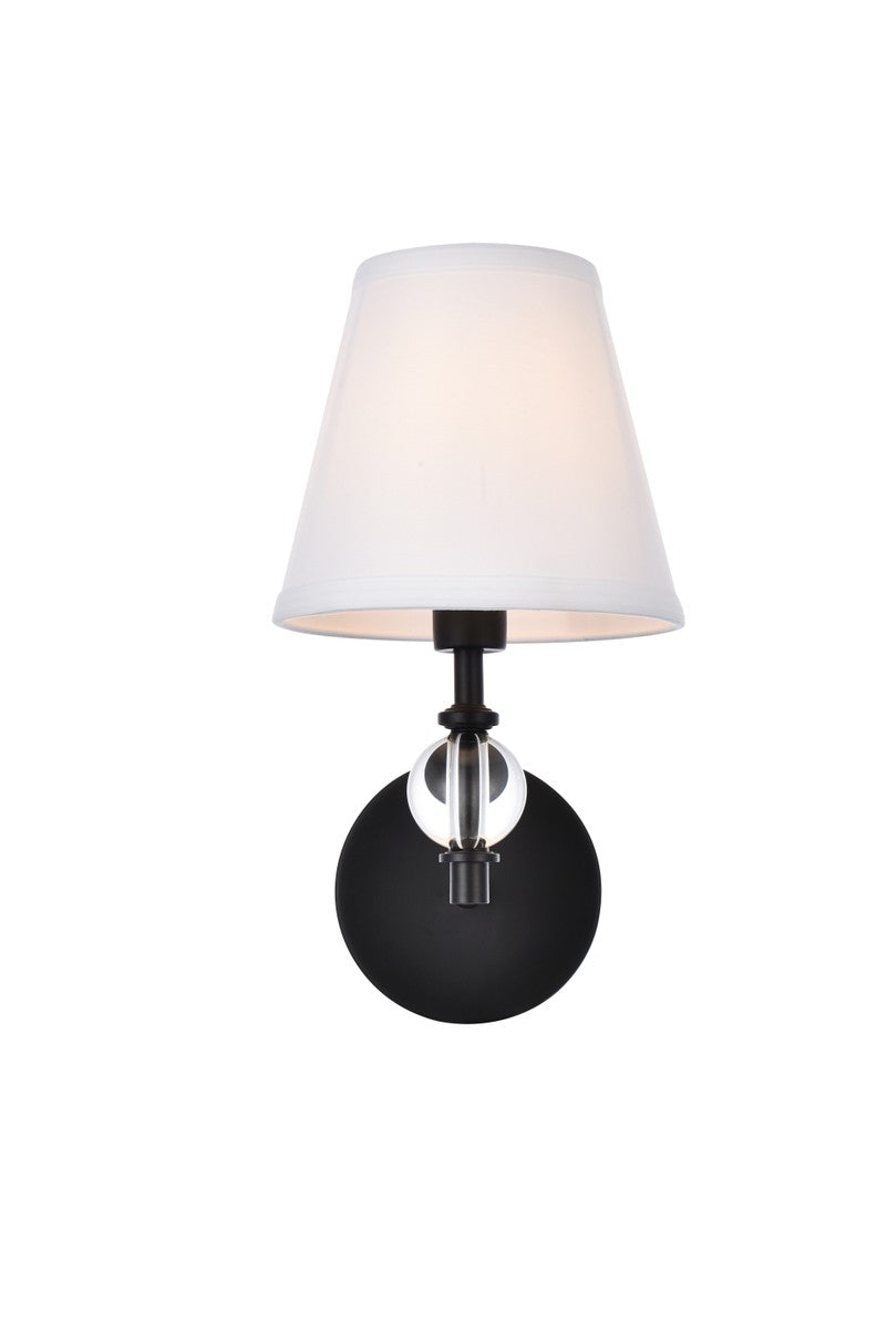 Elegant Bethany LD7021W6BK Wall Sconce Light - Black And White Fabric Shade