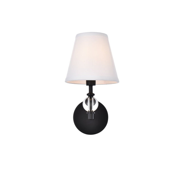 Elegant Bethany LD7021W6BK Wall Sconce Light - Black And White Fabric Shade