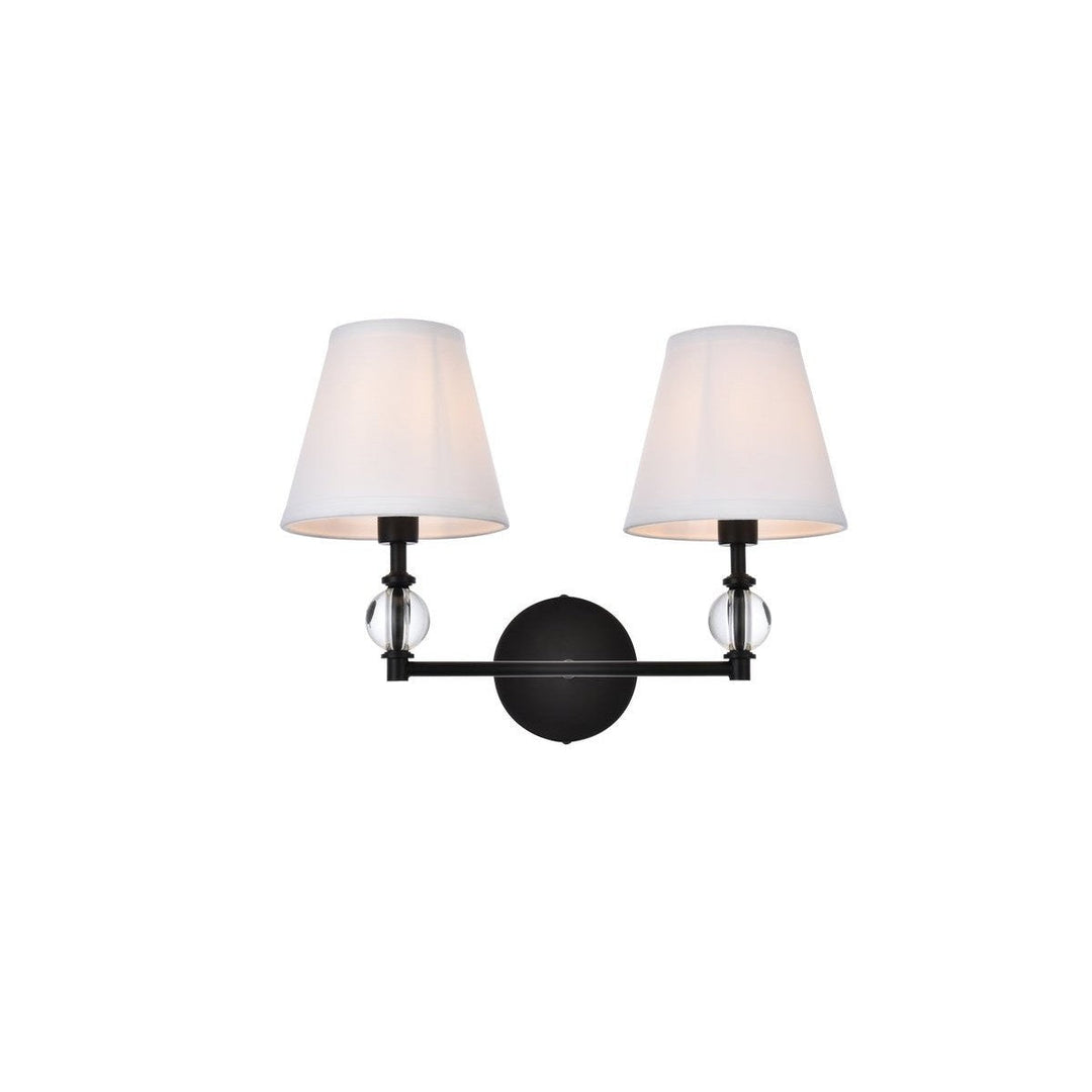 Elegant Bethany LD7022W15BK Bath Vanity Light 9 in. wide - Black And White Fabric Shade