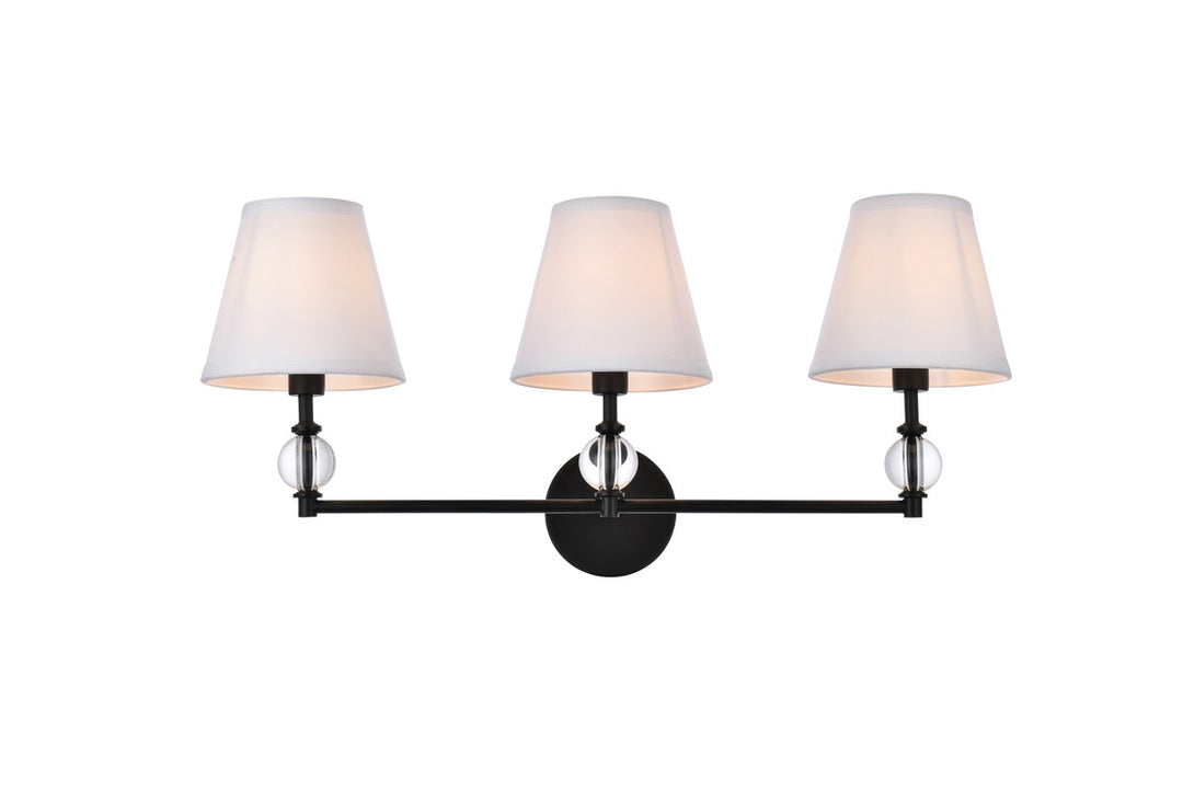 Elegant Bethany LD7023W24BK Bath Vanity Light 9 in. wide - Black And White Fabric Shade