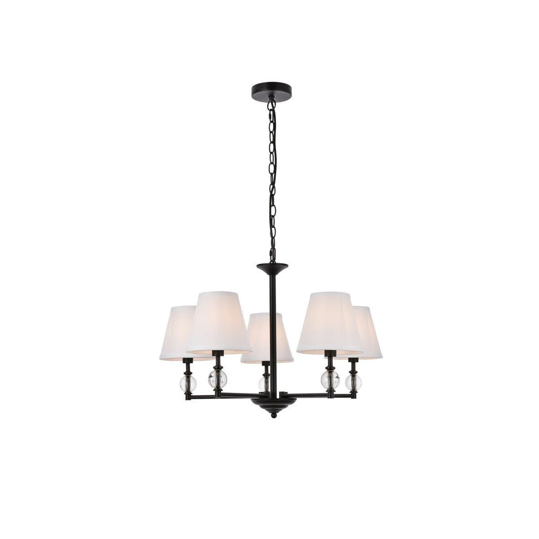 Elegant Bethany LD7024D25BK Chandelier Light - Black And White Fabric Shade