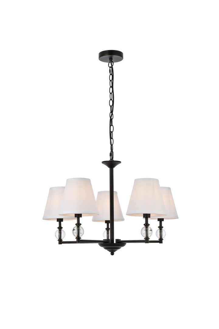 Elegant Bethany LD7024D25BK Chandelier Light - Black And White Fabric Shade