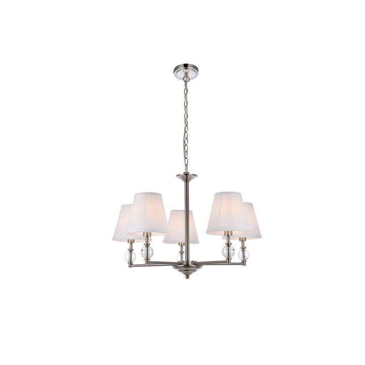 Elegant Bethany LD7024D25SN Pendant Light - Satin Nickel And White Fabric Shade