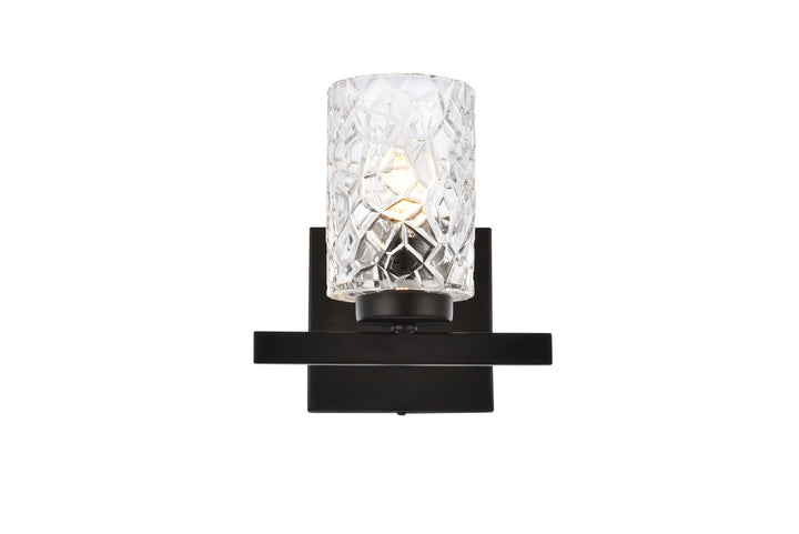 Elegant Cassie LD7025W7BK Wall Sconce Light - Black And Clear Shade