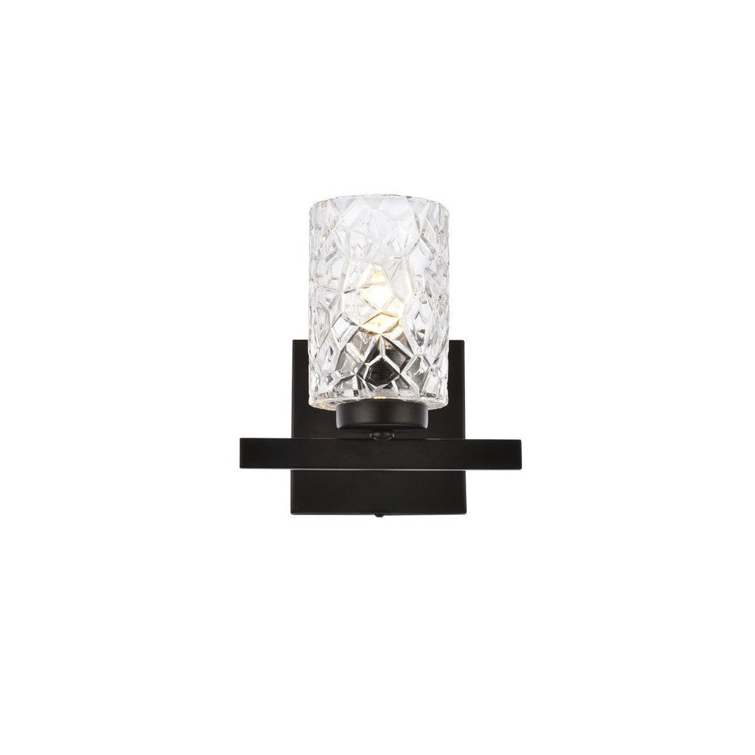 Elegant Cassie LD7025W7BK Wall Sconce Light - Black And Clear Shade