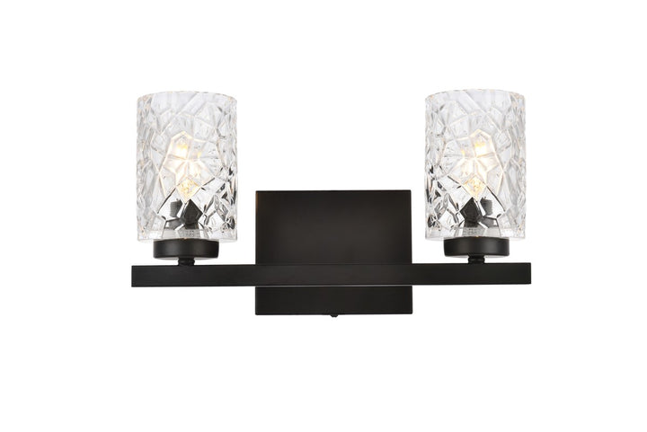 Elegant Cassie LD7026W14BK Bath Vanity Light 6 in. wide - Black And Clear Shade