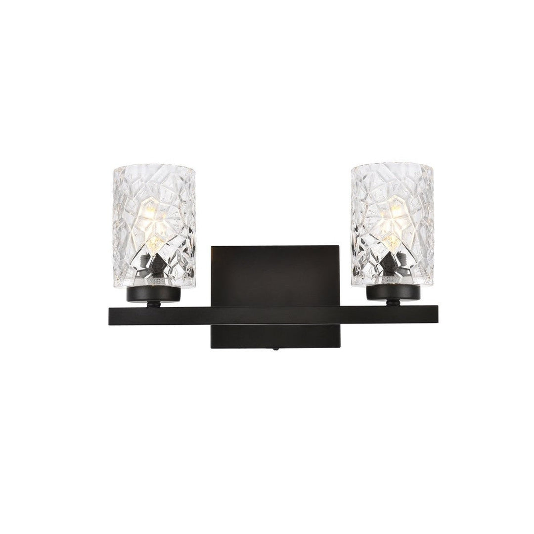 Elegant Cassie LD7026W14BK Bath Vanity Light 6 in. wide - Black And Clear Shade