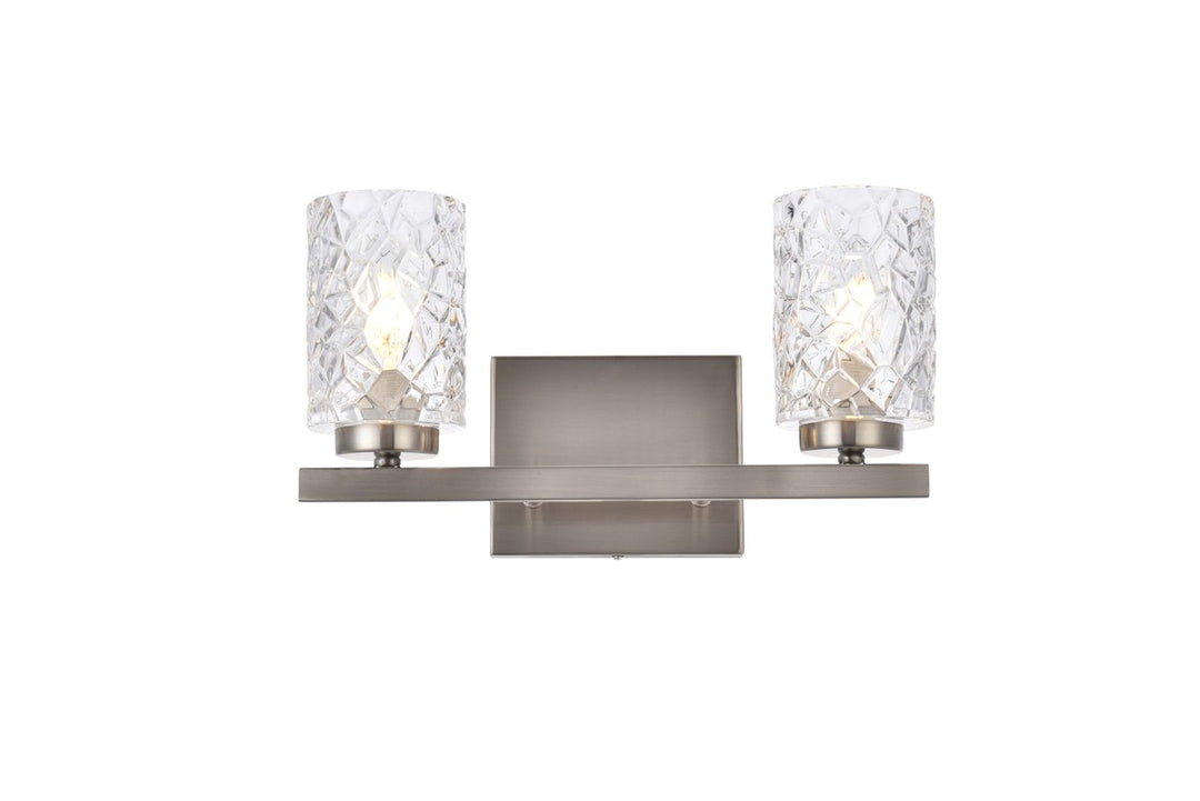 Elegant Cassie LD7026W14SN Bath Vanity Light 6 in. wide - Satin Nickel And Clear Shade