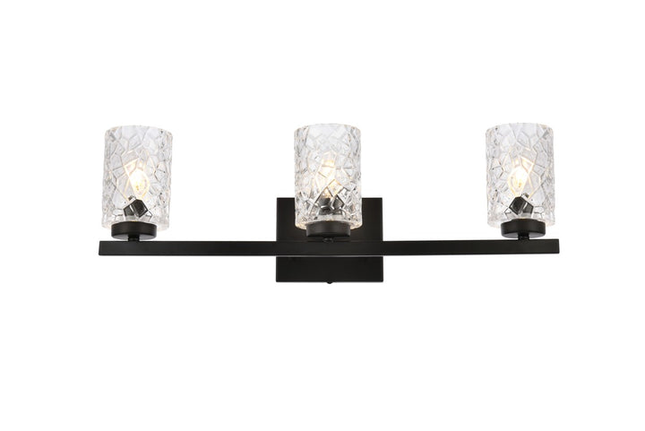 Elegant Cassie LD7027W24BK Bath Vanity Light 6 in. wide - Black And Clear Shade