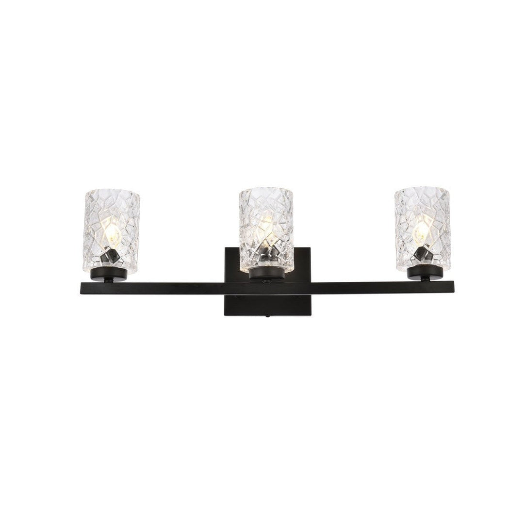 Elegant Cassie LD7027W24BK Bath Vanity Light 6 in. wide - Black And Clear Shade