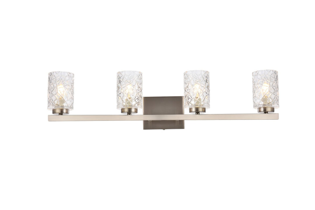 Elegant Cassie LD7028W32SN Bath Vanity Light 6 in. wide - Satin Nickel And Clear Shade