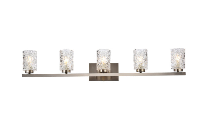 Elegant Cassie LD7029W41SN Bath Vanity Light 6 in. wide - Satin Nickel And Clear Shade