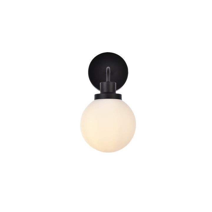 Elegant Hanson LD7030W8BK Wall Sconce Light - Black And Frosted Shade