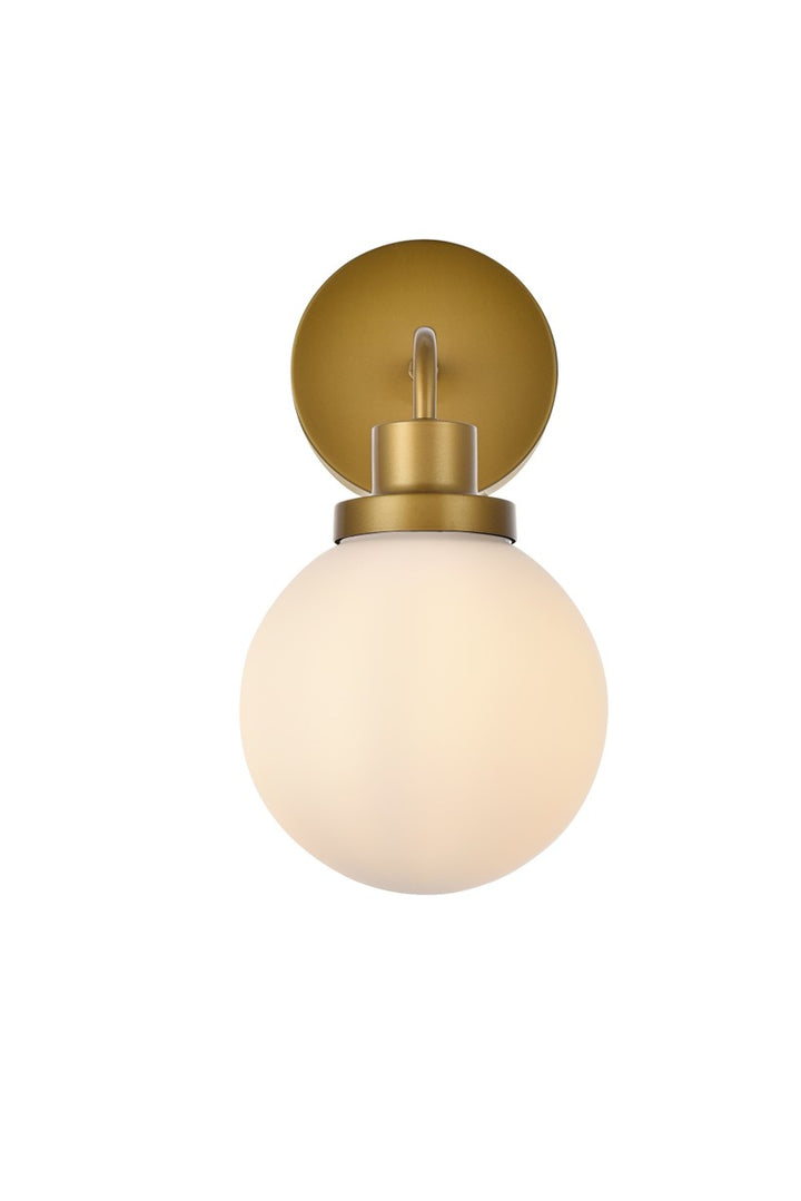 Elegant Hanson LD7030W8BR Wall Sconce Light - Brass And Frosted Shade