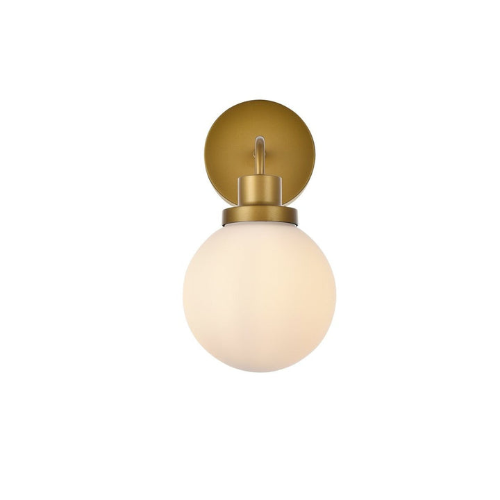 Elegant Hanson LD7030W8BR Wall Sconce Light - Brass And Frosted Shade