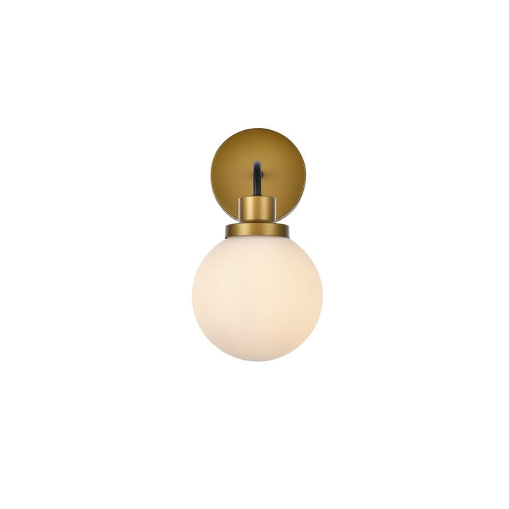 Elegant Hanson LD7030W8BRB Wall Sconce Light - Black And Brass And Frosted Shade