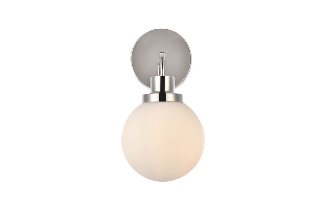 Elegant Hanson LD7030W8PN Wall Sconce Light - Polished Nickel And Frosted Shade