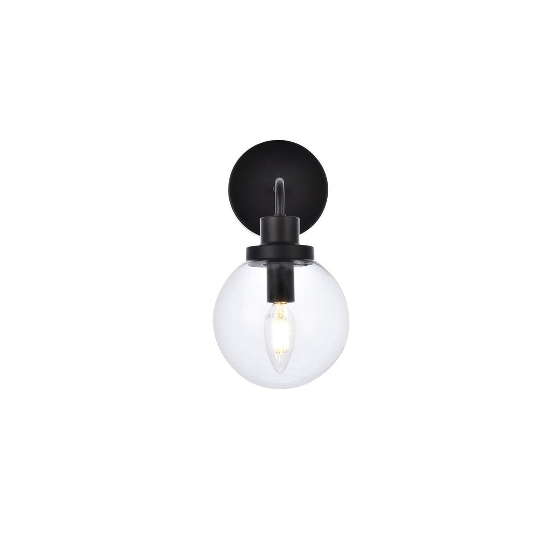 Elegant Hanson LD7031W8BK Wall Sconce Light - Black And Clear Shade