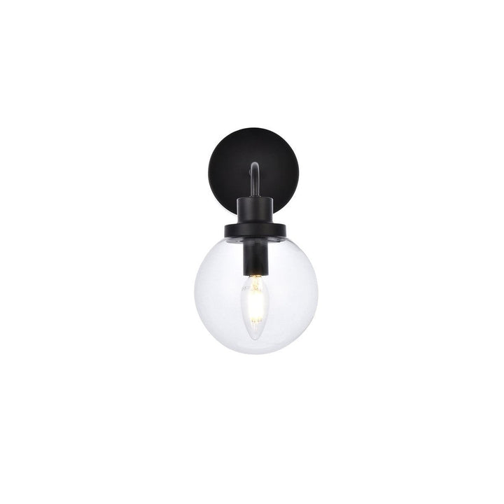 Elegant Hanson LD7031W8BK Wall Sconce Light - Black And Clear Shade