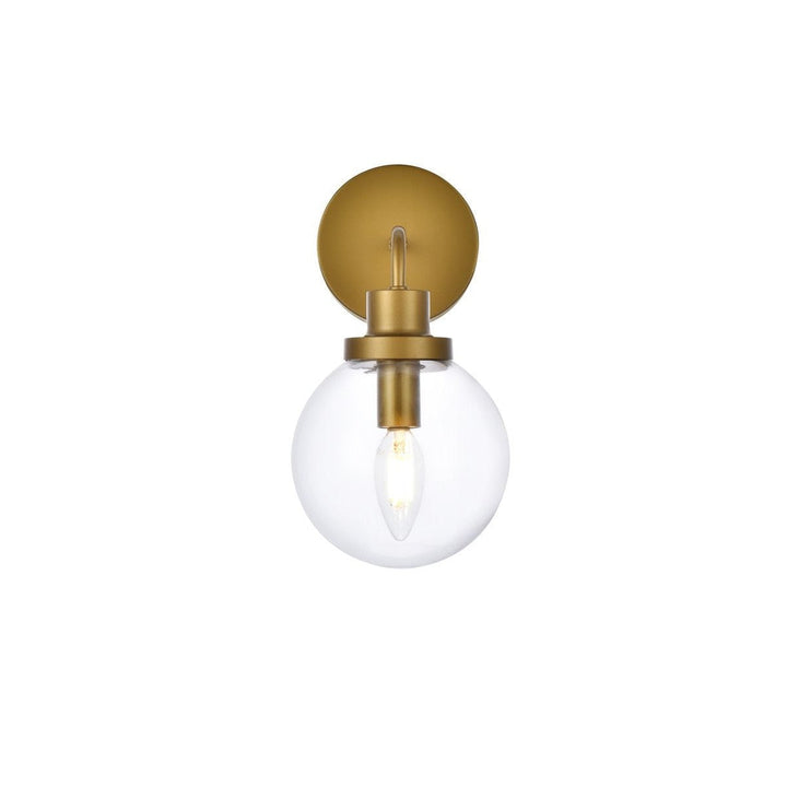 Elegant Hanson LD7031W8BR Wall Sconce Light - Brass And Clear Shade