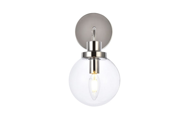 Elegant Hanson LD7031W8PN Wall Sconce Light - Polished Nickel And Clear Shade