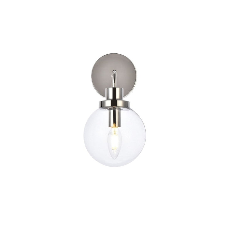 Elegant Hanson LD7031W8PN Wall Sconce Light - Polished Nickel And Clear Shade