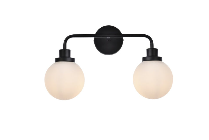 Elegant Hanson LD7032W19BK Bath Vanity Light 8 in. wide - Black And Frosted Shade