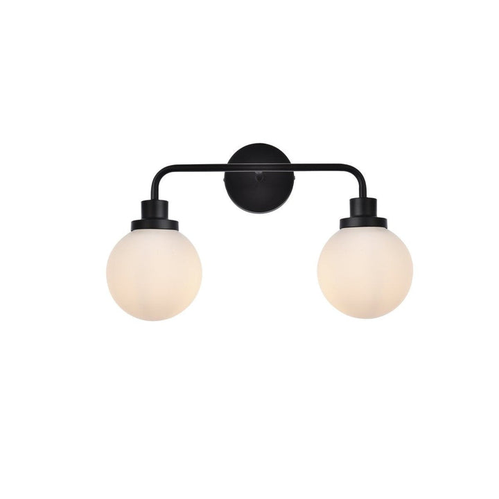 Elegant Hanson LD7032W19BK Bath Vanity Light 8 in. wide - Black And Frosted Shade