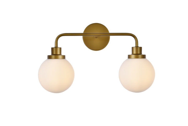 Elegant Hanson LD7032W19BR Bath Vanity Light 8 in. wide - Brass And Frosted Shade