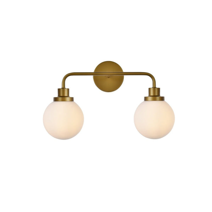 Elegant Hanson LD7032W19BR Bath Vanity Light 8 in. wide - Brass And Frosted Shade