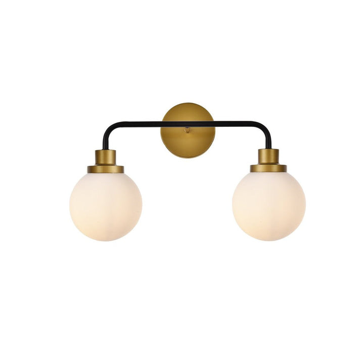 Elegant Hanson LD7032W19BRB Bath Vanity Light 8 in. wide - Black And Brass And Frosted Shade