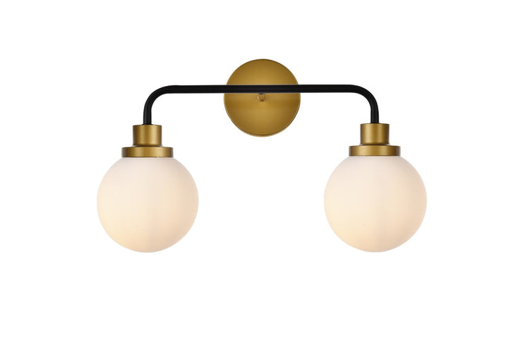 Elegant Hanson LD7032W19BRB Bath Vanity Light 8 in. wide - Black And Brass And Frosted Shade