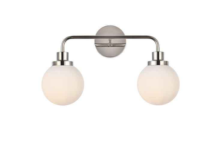 Elegant Hanson LD7032W19PN Bath Vanity Light 8 in. wide - Polished Nickel And Frosted Shade