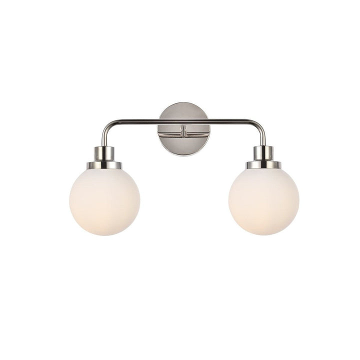 Elegant Hanson LD7032W19PN Bath Vanity Light 8 in. wide - Polished Nickel And Frosted Shade